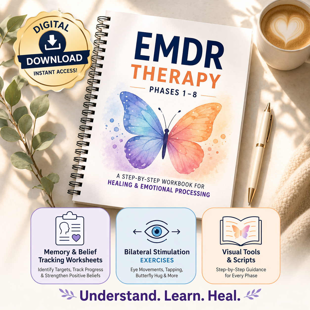 EMDR Therapy Workbook: A Step-by-Step Guide Through Phases 1–8